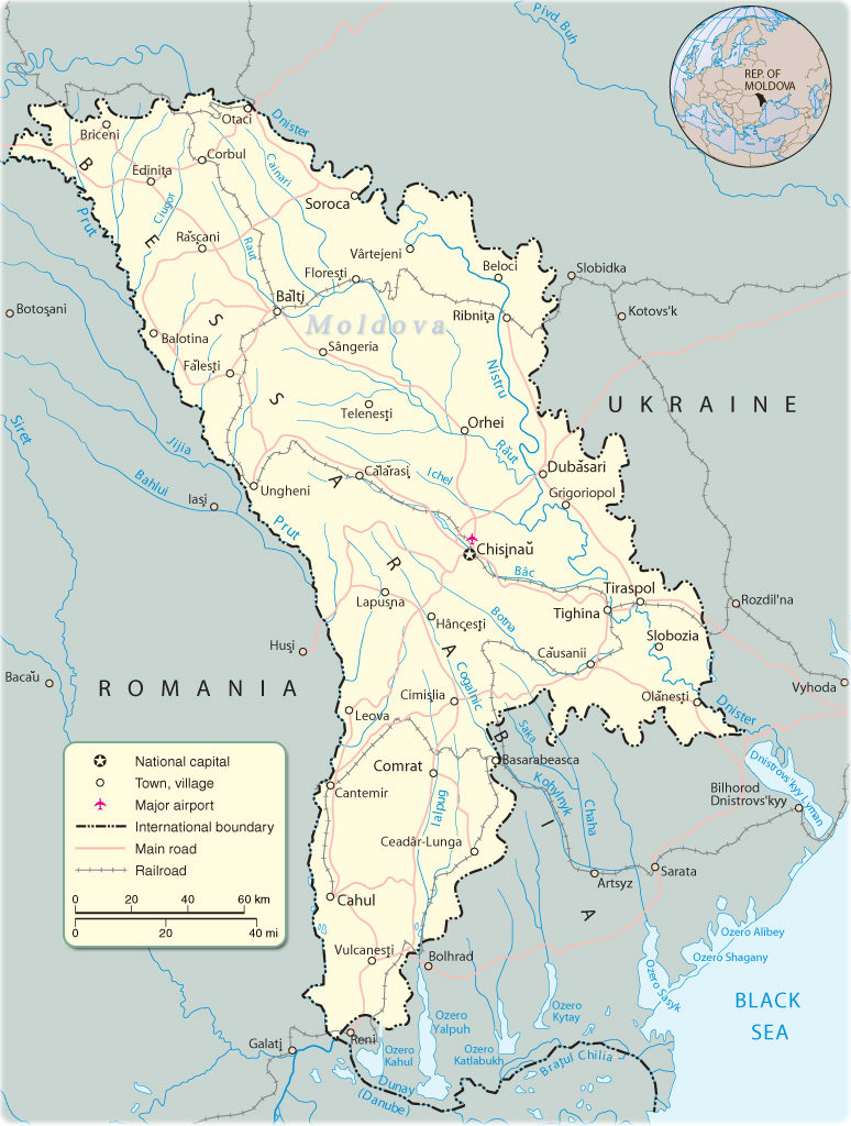 Map showing the Republic of Moldova in Eastern Europe