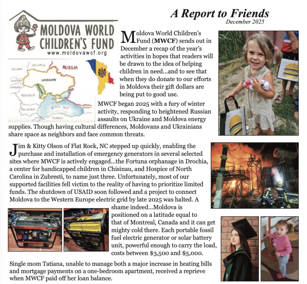 Moldova World Children's Fund - 2025 Report to Friends